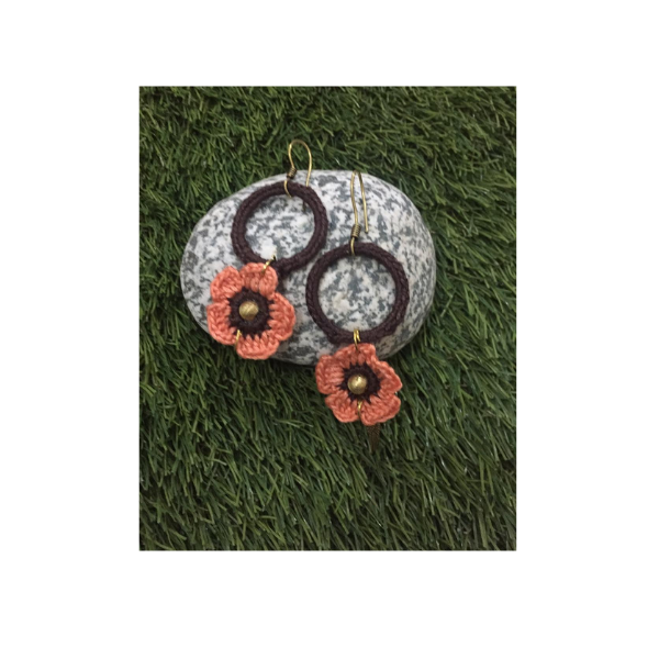 crochet thread and metal earrings